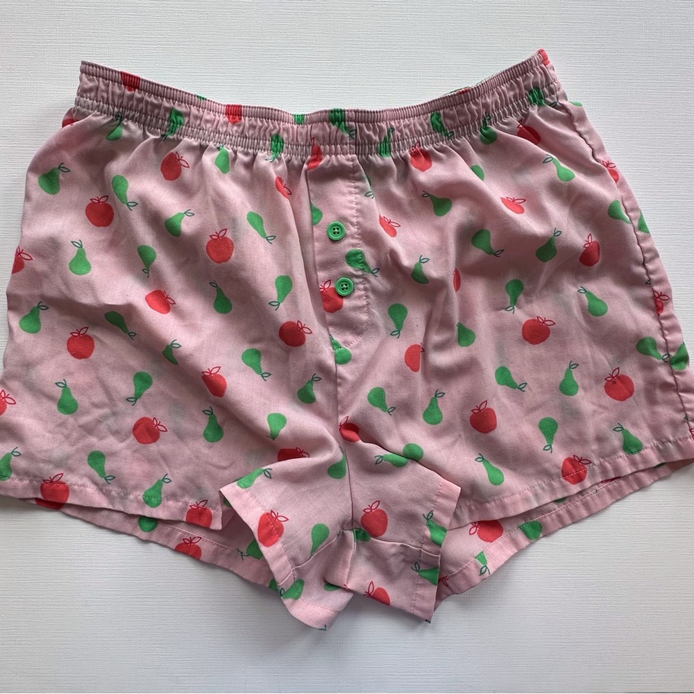 Xhilaration pink green boxer sleep shorts girls XL 14-16 apples &‎ pears